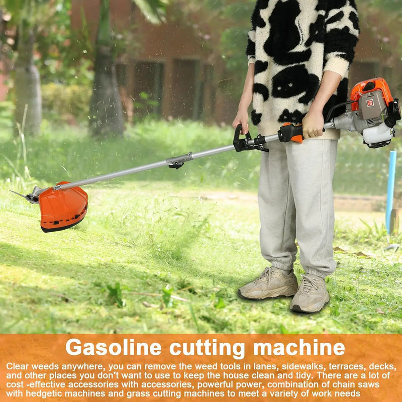 Gas Weed Wacker, 52cc 2-Stroke 5 in 1 Multi-Functional Lawn Mower Hedge Trimmer Pruners Gas Powered Brush Cutter, Weed Eater for Grass and Bush Shipping from US (Red) by GreenHaven Gardens