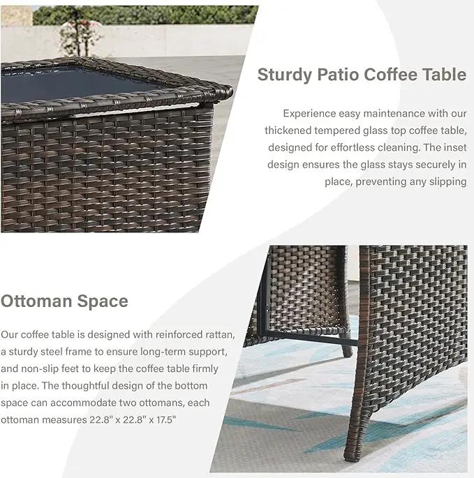 4 Piece Patio Furniture Set - Outdoor Glider Bench with Swivel Rocker Chairs and Coffee Table, High Back Small Outdoor Conversation Furniture Sets for Deck Sunroom Balcony Backyard by GreenHaven Gardens