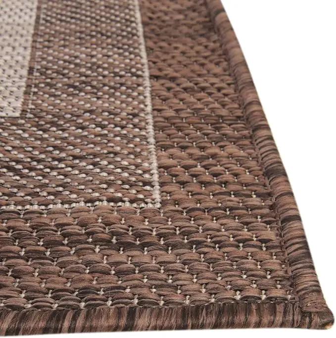 Unique Loom Outdoor Border Collection Area Rug - Soft Border (9' x 12' Rectangle, Brown/ Ivory) by GreenHaven Gardens