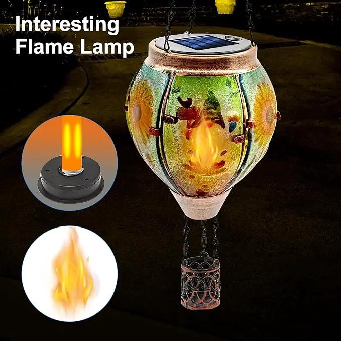 Solar Hot Air Balloon Lantern with Flame, Solar Hot Air Balloon Waterproof Lantern for Garden Farmhouse Decoration (GardenGnome) by GreenHaven Gardens