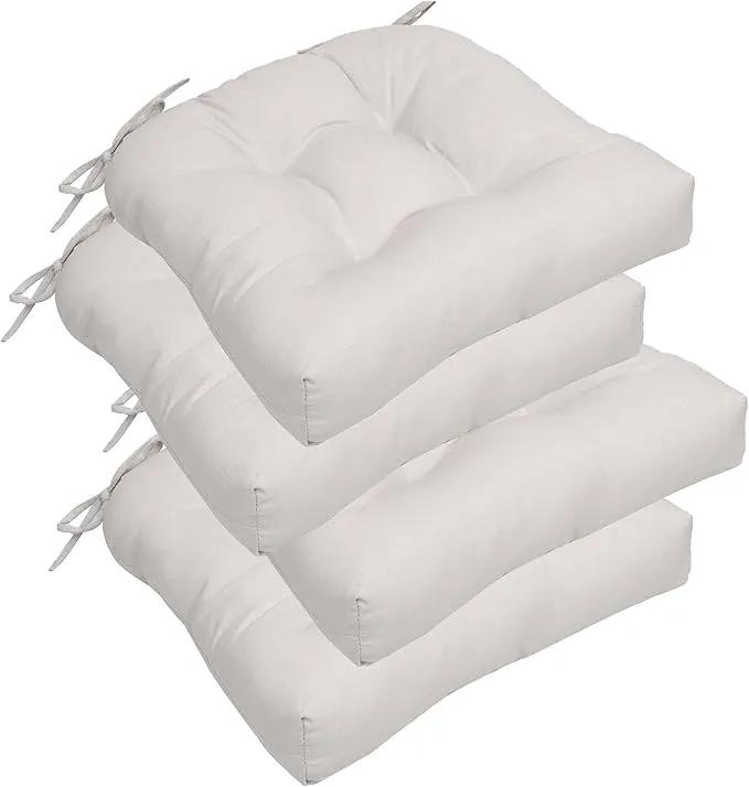 RACE LEAF Patio Chair Cushions 19x19 Inch 4 Pack, Thickened Outdoor Seat Cushions Water Resistant with Non-Slip Ties & Stain Resistant Tufted Design (Beige) by GreenHaven Gardens