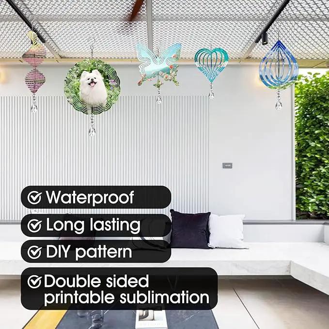 Sublimation Wind Spinner Blanks 8 Inch 4 Pack Wind Spinners Sublimation Blanks with Crystal Pendant Aluminum Metal Wind Spinners for Yard Garden Indoor Outdoor Window Porch Decoration（Butterfly by GreenHaven Gardens