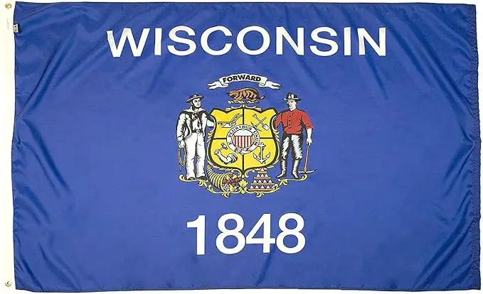 FlagSource Wisconsin Nylon State Flag, Made in the USA, 4x6' by GreenHaven Gardens