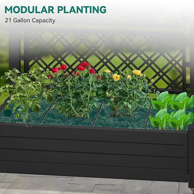 YITAHOME 3.6x1.5x5 FT Planter Box Trellis with Wheels, Large Outdoor Plastic Raised Garden Bed with Drain Plug for Climbing Plants, Black by GreenHaven Gardens
