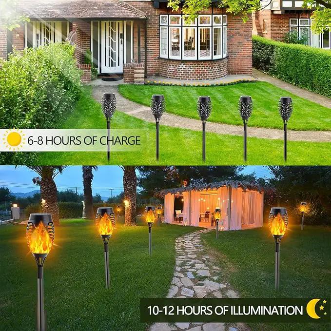 Albelt Solar Torch Lights Outdoor - 10 Pack With Flickering Flame for Garden Decor, Super Bright Waterproof for Outside Landscape Yard Party Decorations by GreenHaven Gardens