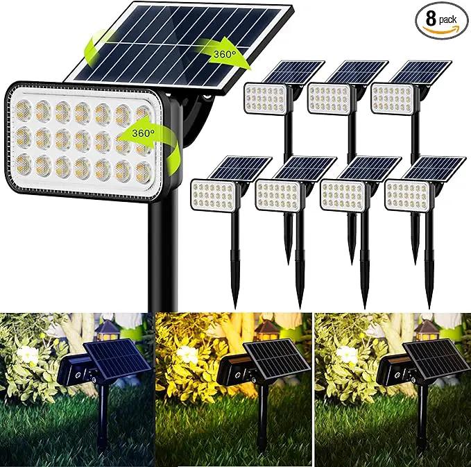 JACKYLED Solar Lights Outdoor Waterproof, 84 LED 5 Lighting Modes Solar Spotlights, 360 Adjustable Head & Panel, Solar Powered Garden Yard Spot Lights for Outside Landscape Lighting, 8 Pack by GreenHaven Gardens