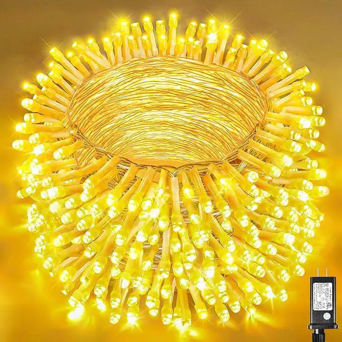 Christmas String Lights Indoor Outdoor Waterproof, Warm White String Lights Clear Wire 8 Modes, 165FT 500 LED Fairy Twinkle Lights Plug in for Bedroom Xmas Tree Holiday Party House Decorations by GreenHaven Gardens