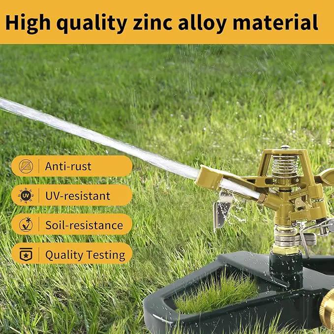 Impact Sprinklers for Yard with Metal Base, Heavy Duty Zinc Alloy Water Sprinkler for Lawn, Automatic 360° Roating for Large Lawn and Garden, Coverage up to 5,800 Sq.Ft, Olive by GreenHaven Gardens