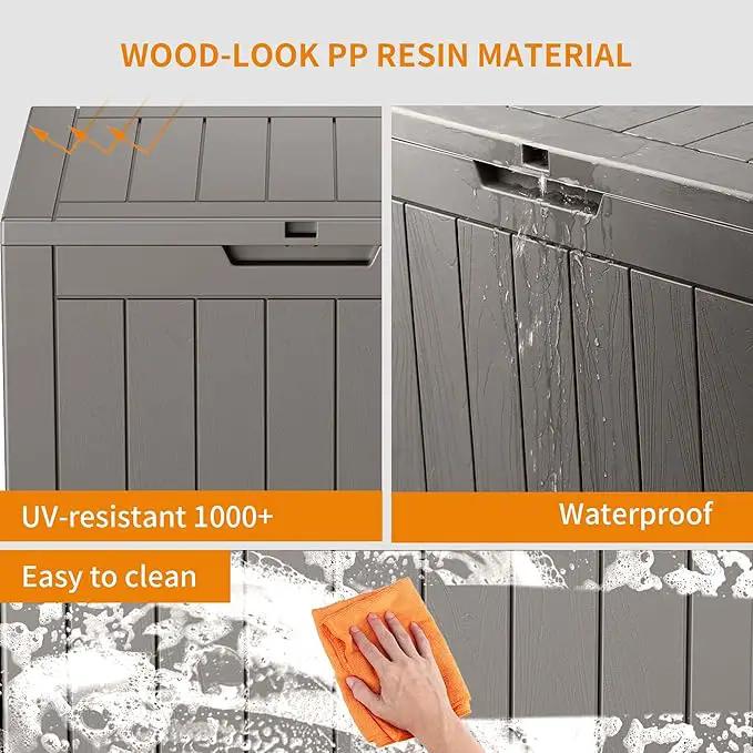 31 Gallon Resin Deck Box, Lockable Patio Outdoor Storage Box for Furniture, Garden Tools and Tools Storage, Waterproof Outside Storage Boxes - Grey by GreenHaven Gardens