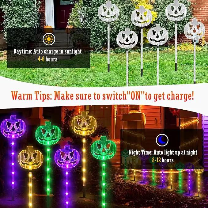 6-Pack Solar Halloween Pumpkin Garden Stake Lights for Halloween Decorations,Solar Halloween Yard Stake Outdoor Waterproof Halloween Lighted Pumpkin Lights for Garden Patio Yard Pathway Grave(6 Pack) by GreenHaven Gardens