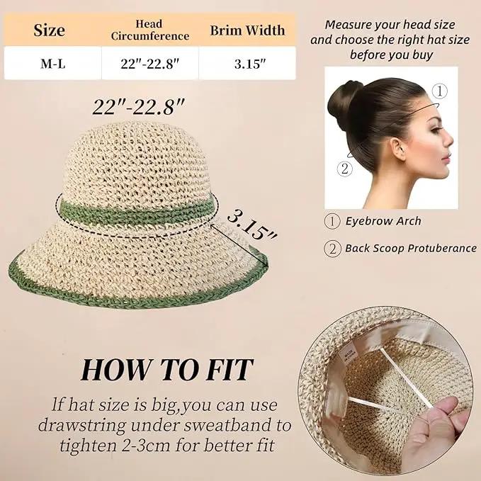 Floppy Big Beach Straw Hats for Women Foldable Summer Wide Brim Packable Sun Hat Womens Travel Straw Fedora Hat by GreenHaven Gardens