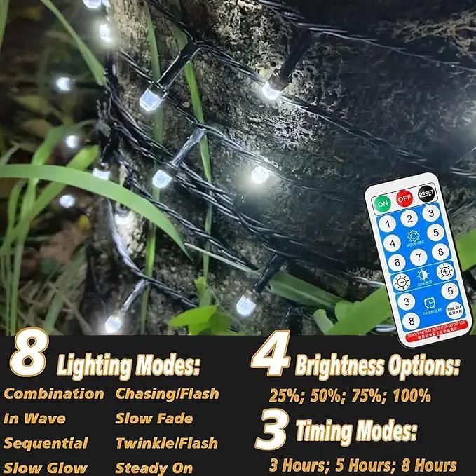 Solar String Lights Outdoor,115 Ft 300 LED Solar Christmas Lights with Remote,8 Modes Waterproof Patio Lights for Christmas Tree Patio Yard Garden Party Decor (White) by GreenHaven Gardens