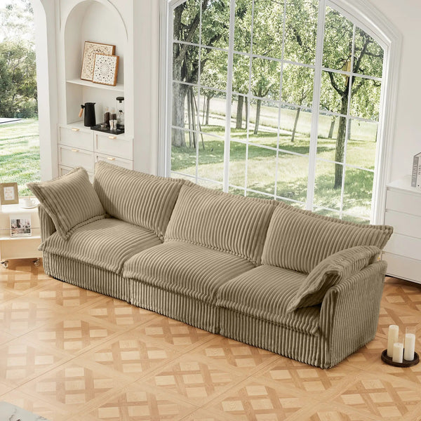 Modern 3 Seater Slipcovered Sofa with Suppleness Armrests, photo 2 of 10
