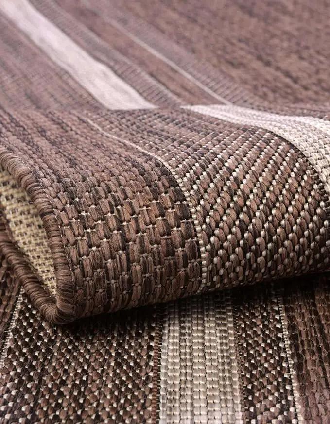 Unique Loom Outdoor Border Collection Area Rug - Soft Border (13' Square, Brown/ Ivory) by GreenHaven Gardens