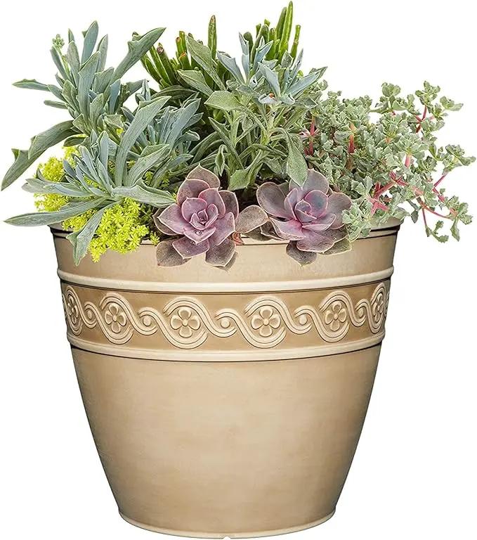 Classic Home and Garden Corinthian Resin Flower Pot Planter, Desert Tan, 10" by GreenHaven Gardens