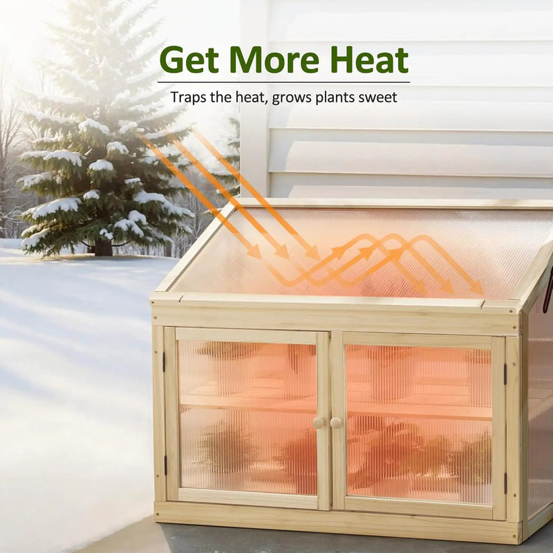 MCombo 2-Tier Wooden Cold Frame Garden Greenhouse Raised Flower Planter Shelf Bed Protection 6057-0160 (Natural) by GreenHaven Gardens