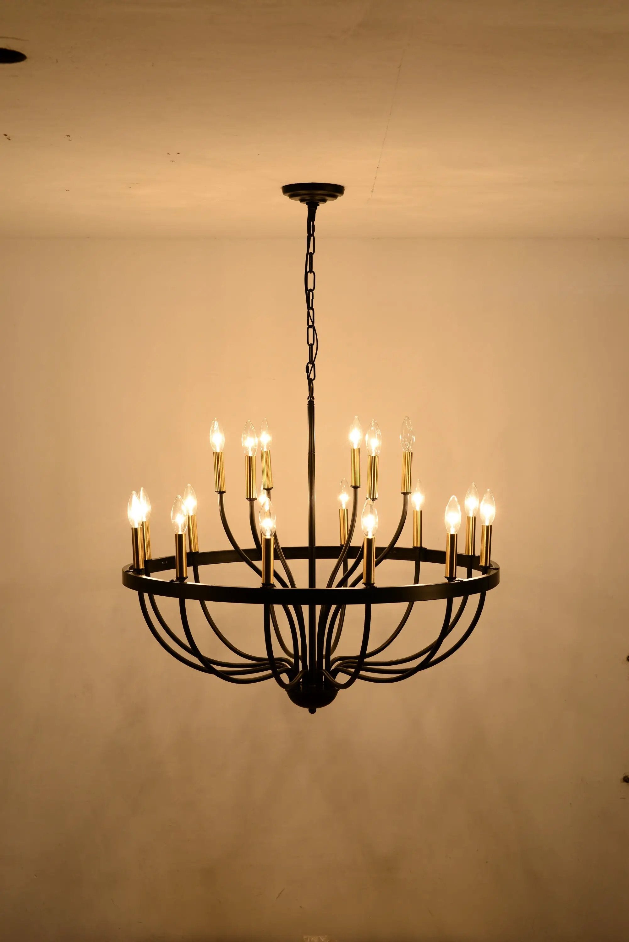 15-Light Industrial Iron Candle Chandelier Modern Farmhouse Pendant Light by HouseOfZazla