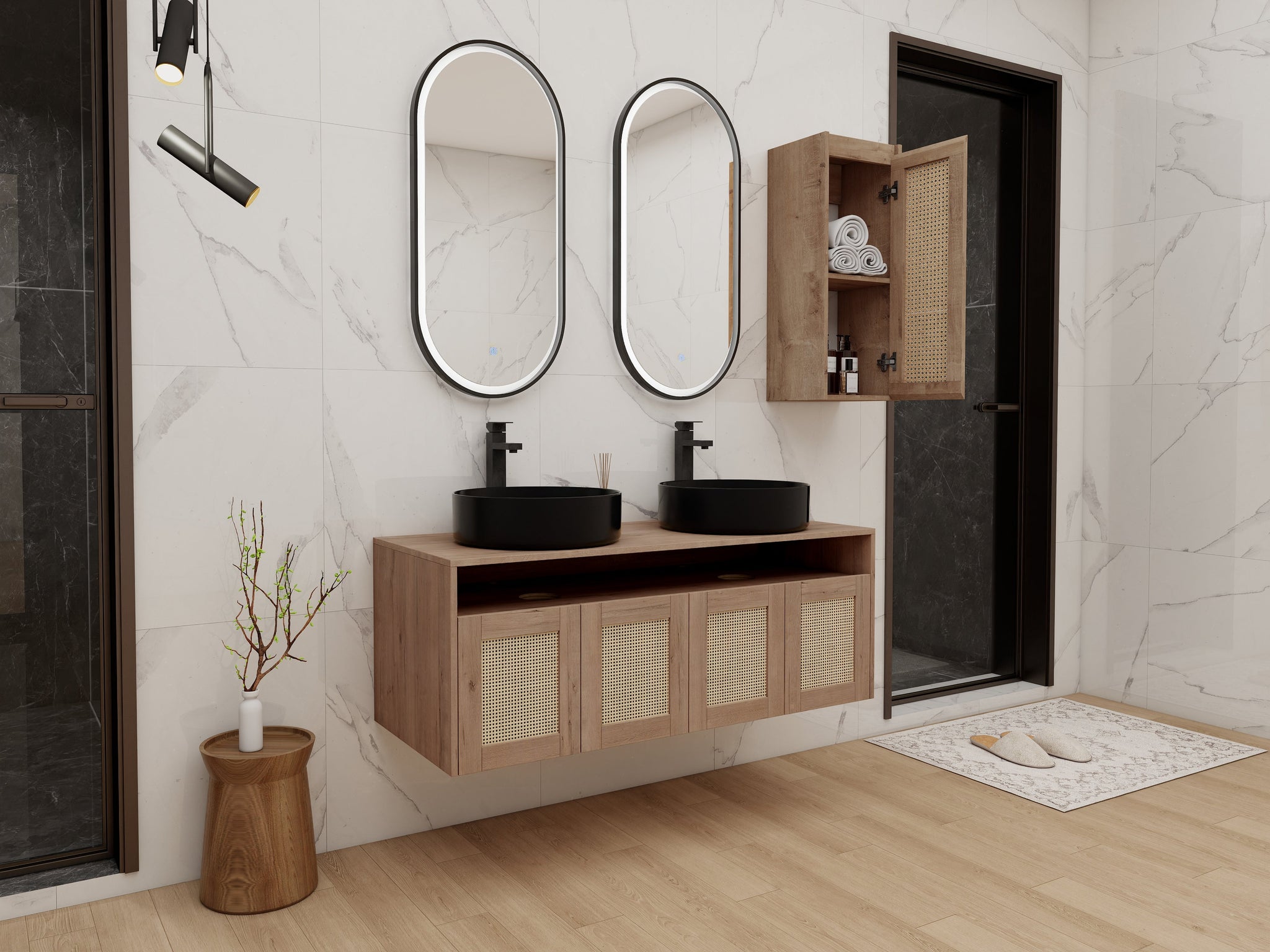 48" Bathroom Vanity with Ceramic Art Sink and Side Cabinet by HouseOfZazla