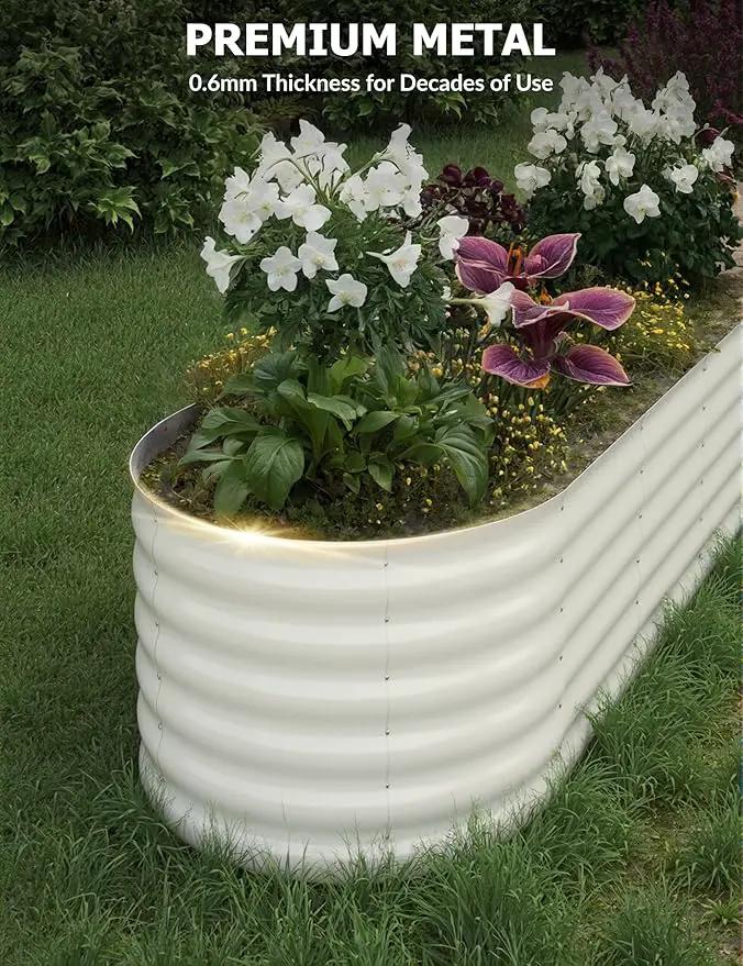 8x2x1.5ft Raised Garden Bed,Galvanized Raised Planter Boxes Outdoor with Easy Assembly, Large Garden Bed for Vegetables, Fruits, Flower,Raised Garden Bed,Beige by GreenHaven Gardens