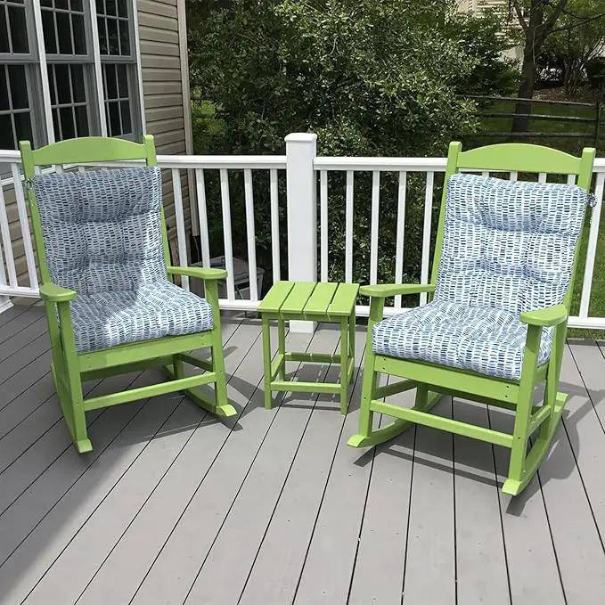 LVTXIII Outdoor Adirondack Chair Cushions, L42 x W21 x H4 Patio Tufted Low Back Cushions, Seasonal Replacement Rocking Chair Cushion for Home Garden Furnitue, Set of 2, Pebble Blue by GreenHaven Gardens