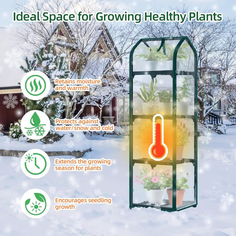 Ohuhu Mini Greenhouse for Indoor Outdoor, Small Plastic Plant Green House with Locking Wheels Portable Greenhouses with Durable Cover for Seedling, Ideal Gardening Gifts for Women Men Transparent by GreenHaven Gardens