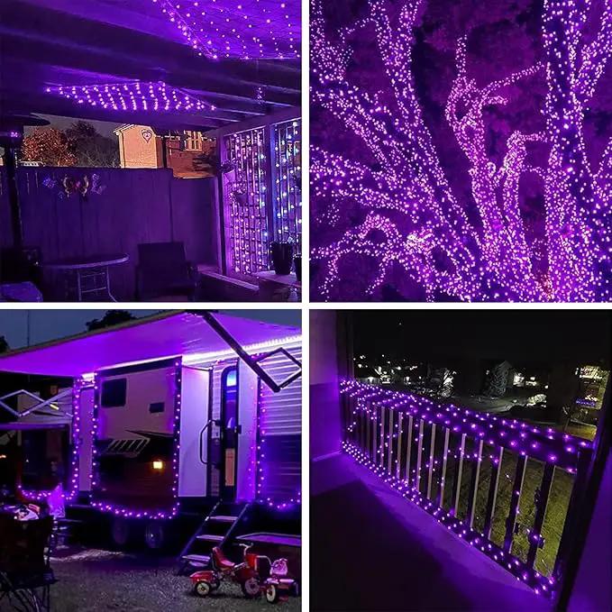Purple Halloween Solar String Lights Outdoor, 2-Pack 80FT 200LED Solar Twinkle Light Waterproof, Copper Wire 8 Modes Purple Fairy Lights for Garden, Fence, Tree Decor, Halloween Decoration Outdoor by GreenHaven Gardens