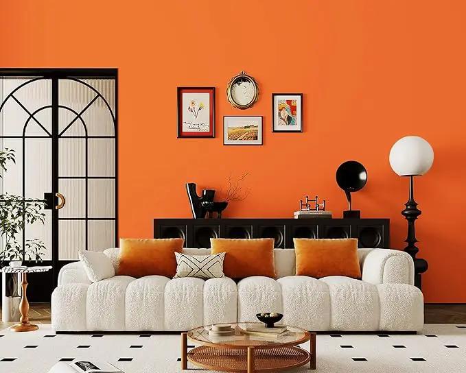 Dimoon 236''x17.7'' Orange Peel and Stick Wallpaper Contact Paper Modern Self Adhesive Wall Paper Removable Renter Friendly Textured Solid Color Shelf Vinyl Roll (236''x17.7'',Tropical Orange) by GreenHaven Gardens