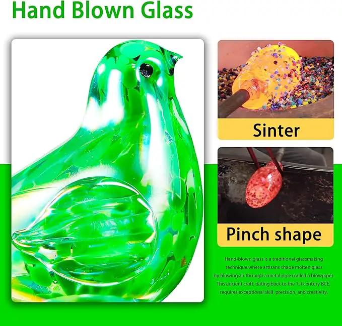 Decorative Solar Lights Outdoor Solar Bird Stake Lights Hand Blown Glass Decorative Garden Pathway Lights Outdoor Waterproof Glass Stakes (Green) by GreenHaven Gardens