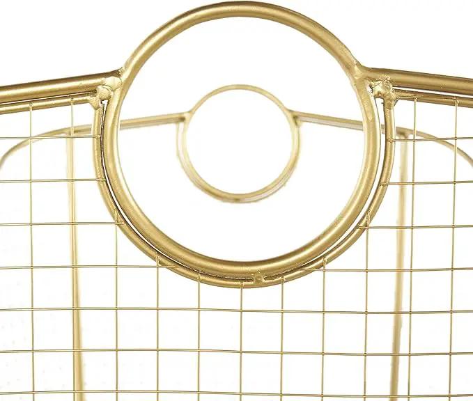 Deco 79 Metal Geometric Decorative and Functional Storage Basket Wire Grid Basket Organizer with Curved Edges Ring Handles, Basket for Storage 30" x 20" x 20", Gold by GreenHaven Gardens