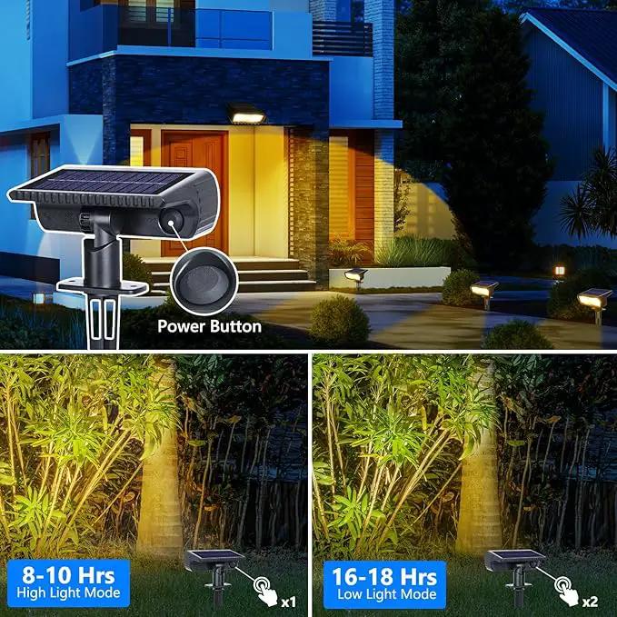 Toodour Solar Spot Light Outdoor, 2 Pack Solar Lights Outdoor with 2 Modes, Waterproof Solar Powered Flood Lights Landscape Lighting for Yard Garden Home Pathway Walkway Outdoor Decor - Warm White by GreenHaven Gardens