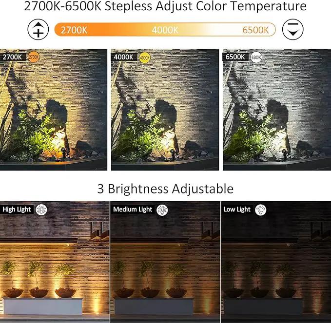 CLY Solar Landscape Spotlights, Solar Landscape Lights Outdoor IP66 Waterproof, Remote Control 2Modes 3Brightness Adjustable 2700-6500K Auto On/Off 14M Cable for Garden Pathway Trees Flag 4 in 1 by GreenHaven Gardens