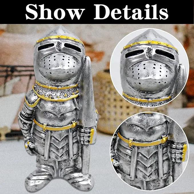 nezababy Knight Gnomes Guard Garden Statue Decoration Medieval Wee Crusader Battle Swordsman Fighting Outdoor Figurines Lawn Decor Resin (B) by GreenHaven Gardens