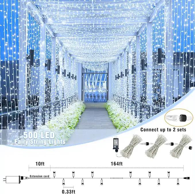 500 LED Christmas Lights Outdoor - 165FT Super Long Christmas String Lights 8 Modes Waterproof Plug in Fairy Lights with Timer Memory for Indoor Xmas Tree Holiday Party House Decorations, Cool White by GreenHaven Gardens