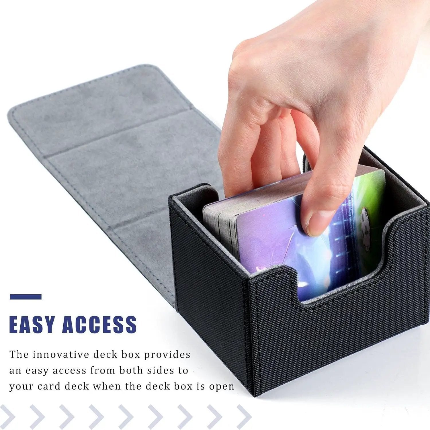 Yookeer 4 Pieces Leather Deck Card Boxes Cards Deck Game Box for Collectible Playing Card Box Compatible with MTG Commander(Black, Purple, Yellow, White,Horizontal) by GreenHaven Gardens