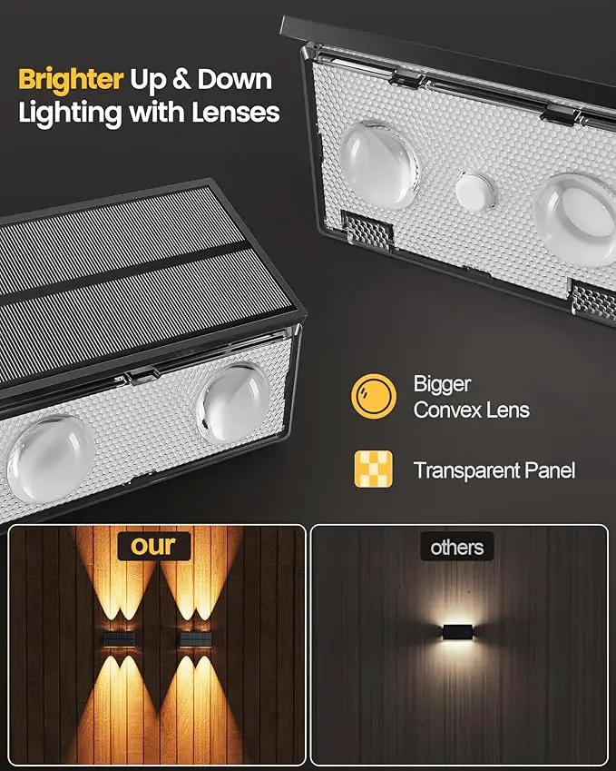 Bridika Solar Fence Lights, 12 Pack Up and Down Solar Lights Outdoor Waterproof, 8 Colors Lens LED Dusk to Dawn Wall Lights for Fence, Patio, Deck, Backyard, Garden by GreenHaven Gardens