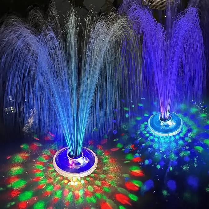 Floating Water Fountain with Underwater Lights, Rechargeable Battery Powered Pump Outdoor, 2 Modes Sprinkler Waterfall fountain for Inground Above Ground Pool, Pond-1PC by GreenHaven Gardens
