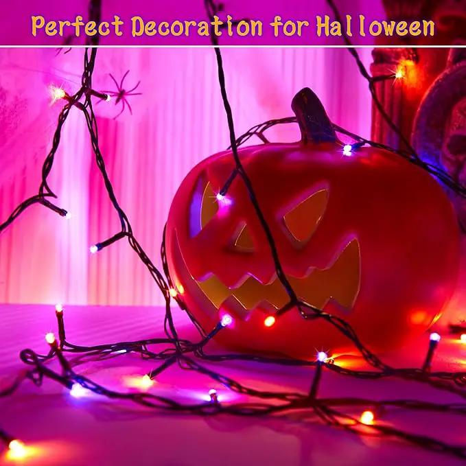 Halloween 200 LED String Lights, 72FT Orange and Purple Halloween Lights Outdoor Decorative,11 Modes with Remote Plug in Halloween Indoor Lights for Halloween Yard Party Decorations by GreenHaven Gardens