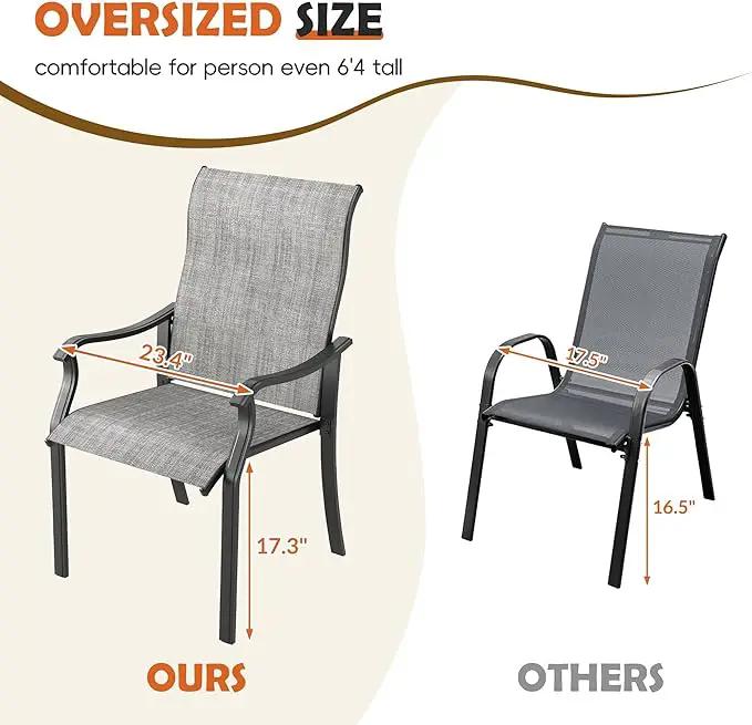 UDPATIO Outdoor Dining Chairs Set of 4, High Back Wide Seat Patio Furniture Chairs with All Weather Breathable Textilene, for Lawn Garden Backyard, Grey White by GreenHaven Gardens