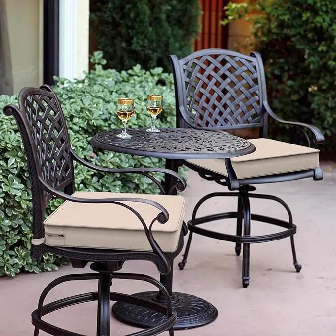 LVTXIII Patio Chair Cushions 19"x19"x3", Water-Repellent Outdoor Seat Cushions for Patio Furniture, Square Chair Pads with Ties for Home Garden Decoration, Set of 2, Beige by GreenHaven Gardens