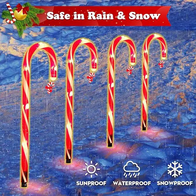 12 Pack Christmas Candy Cane Lights Outdoor Solar Pathway Lights Christmas Decorations Waterproof Driveway Walkway Markers Yard Garden Home Xmas Decor, 2-in-1 Rechargeable Solar Power by GreenHaven Gardens