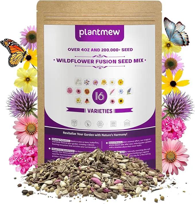 200,000 Wildflower Seeds Mix Bulk - Includes 16 Perennial Wildflower Seeds for Indoor & Outdoor Gardens - Premium Garden and Wildflower Seeds Combo by GreenHaven Gardens