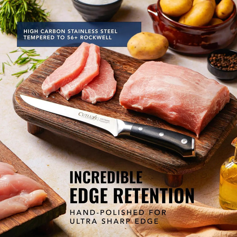 Cutluxe BBQ Carving Knife Set – Brisket Slicing and Boning Knife for Meat Cutting – Professional Knife with Razor Sharp German Steel, Full Tang, Ergonomic Handles – Artisan Series by GreenHaven Gardens