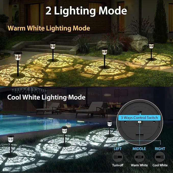 XMCOSY+ Solar Pathway Lights Outdoor, High Lumens LED Garden Lights with 2 Lighting Modes, Solar Powered Light, IP65 Waterproof Auto ON/Off for Yard Walkway Driveway Decor (Warm & Cool White) by GreenHaven Gardens