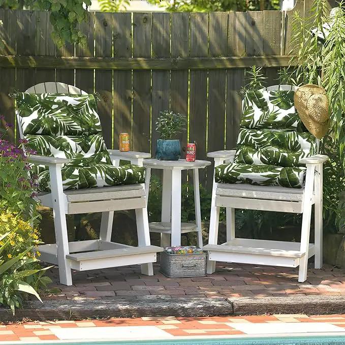 LVTXIII Outdoor Seat/Back Chair Cushion Patio Tufted High Back Cushion, Seasonal Replacement Rocking Chair Cushion with Ties (22” W x 20D”, Set of 2, Palm Green) by GreenHaven Gardens