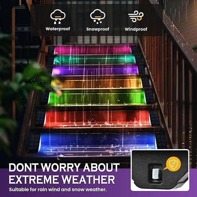 SOLPEX Solar Step Lights for Outside, 24 LEDs Solar Stair Lights Outdoor Waterproof Decor for Porch, Front Door, Stair, Step, Deck, Fence, Balcony, Patio, Wall, Yard, Garden(12 Pack,RGB) by GreenHaven Gardens