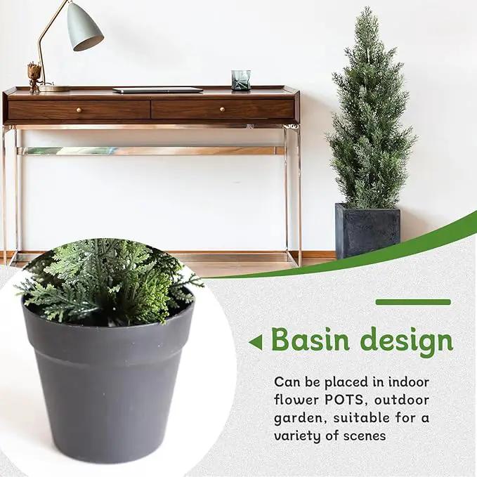 momoplant Artificial Cedar Topiary Trees 3 Ft Fake Cedar Shrubs Set of 2 Faux Cypress Potted Plants for Outdoor Indoor Decor by GreenHaven Gardens