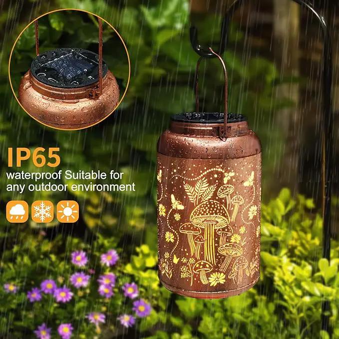 Solar Lanterns Outdoor Waterproof Bee Mushroom Decoration Gifts for Women Mon Grandma Hanging Solar Lights for Outside Metal LED Lanterns for Yard, Patio, Garden Decor by GreenHaven Gardens