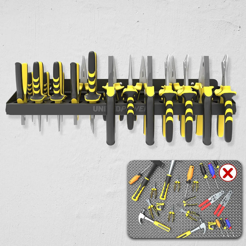 UNITEDPOWER Pliers Holder, Wall Mount Storage Rack Organizer for Workshop, Shed, Garage, Home, Stores up to 12 Pliers or Small Tools by GreenHaven Gardens