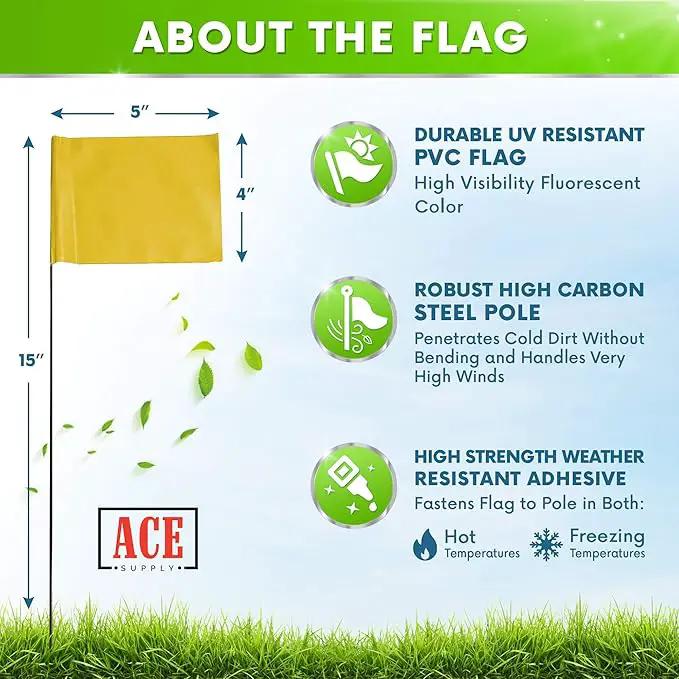 Yellow Marking Flags 1000 Pack - 4x5x15 Inch Yellow Flags for Yard - Markers For Lawn, Irrigation, Landscaping, Survey & Sprinkler Head Marking by GreenHaven Gardens