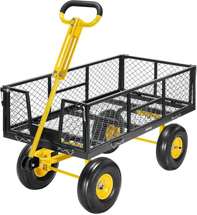 VIVOHOME Garden Cart Steel Heavy Duty 900 LBS Yard and Garden Wagon with 10 inch Tire and Handle Attach to ATV or Tractor Black by GreenHaven Gardens
